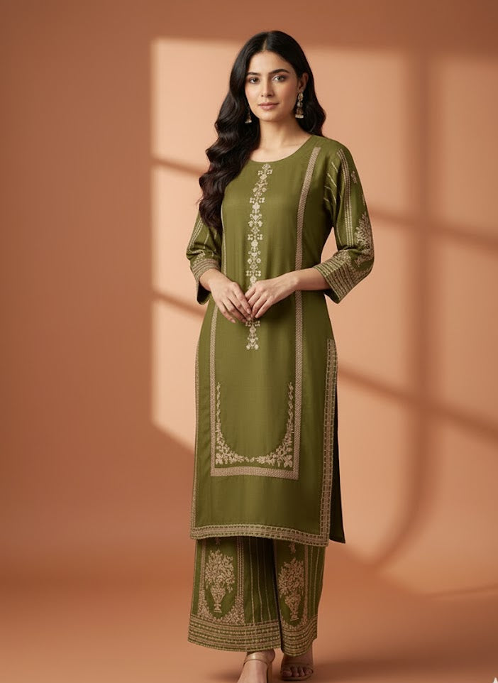 2-piece Marina Olive green