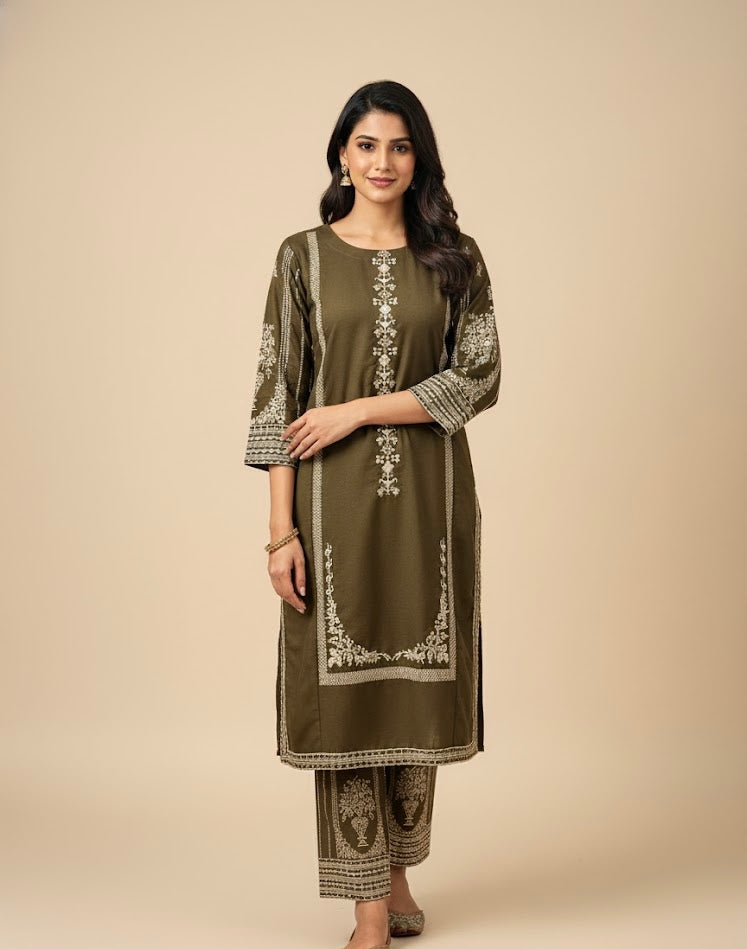 2-piece Marina Olive green