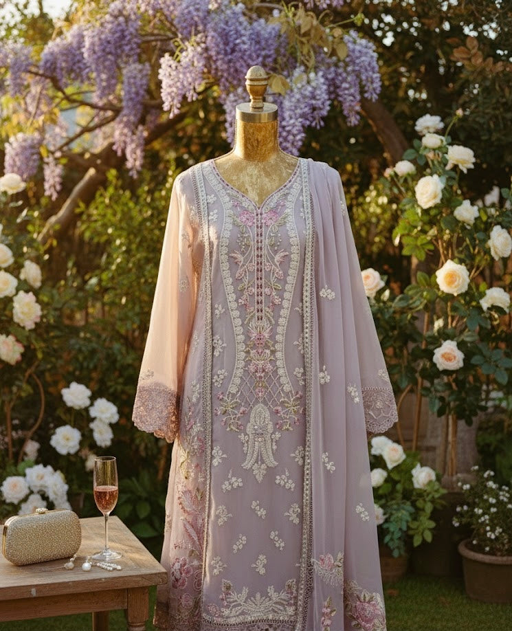 3-piece Chiffon lilac