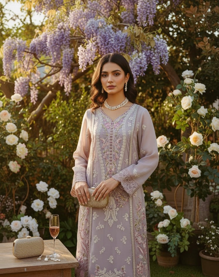 3-piece Chiffon lilac