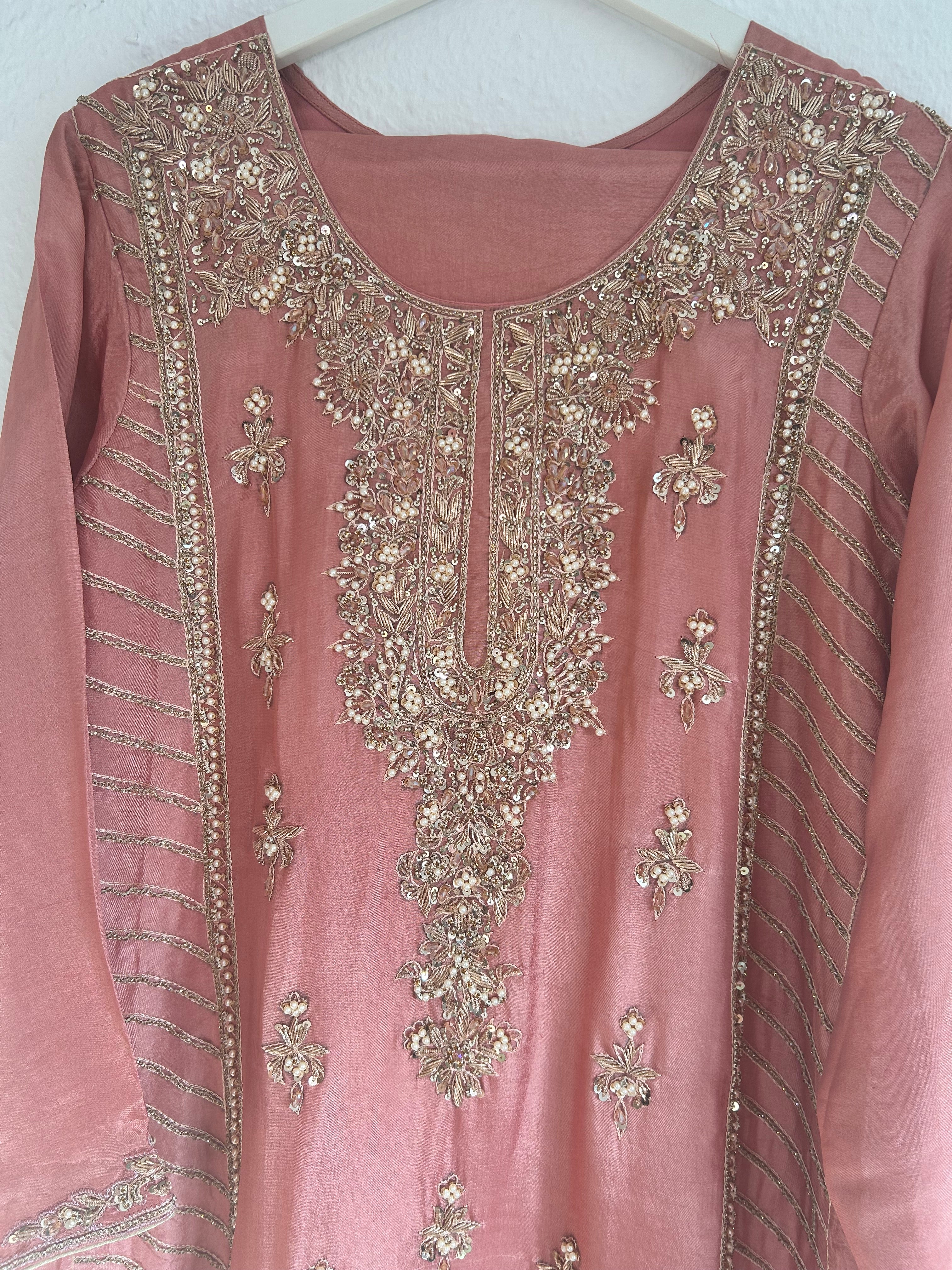 3 Piece Tassel Silk T-Pink