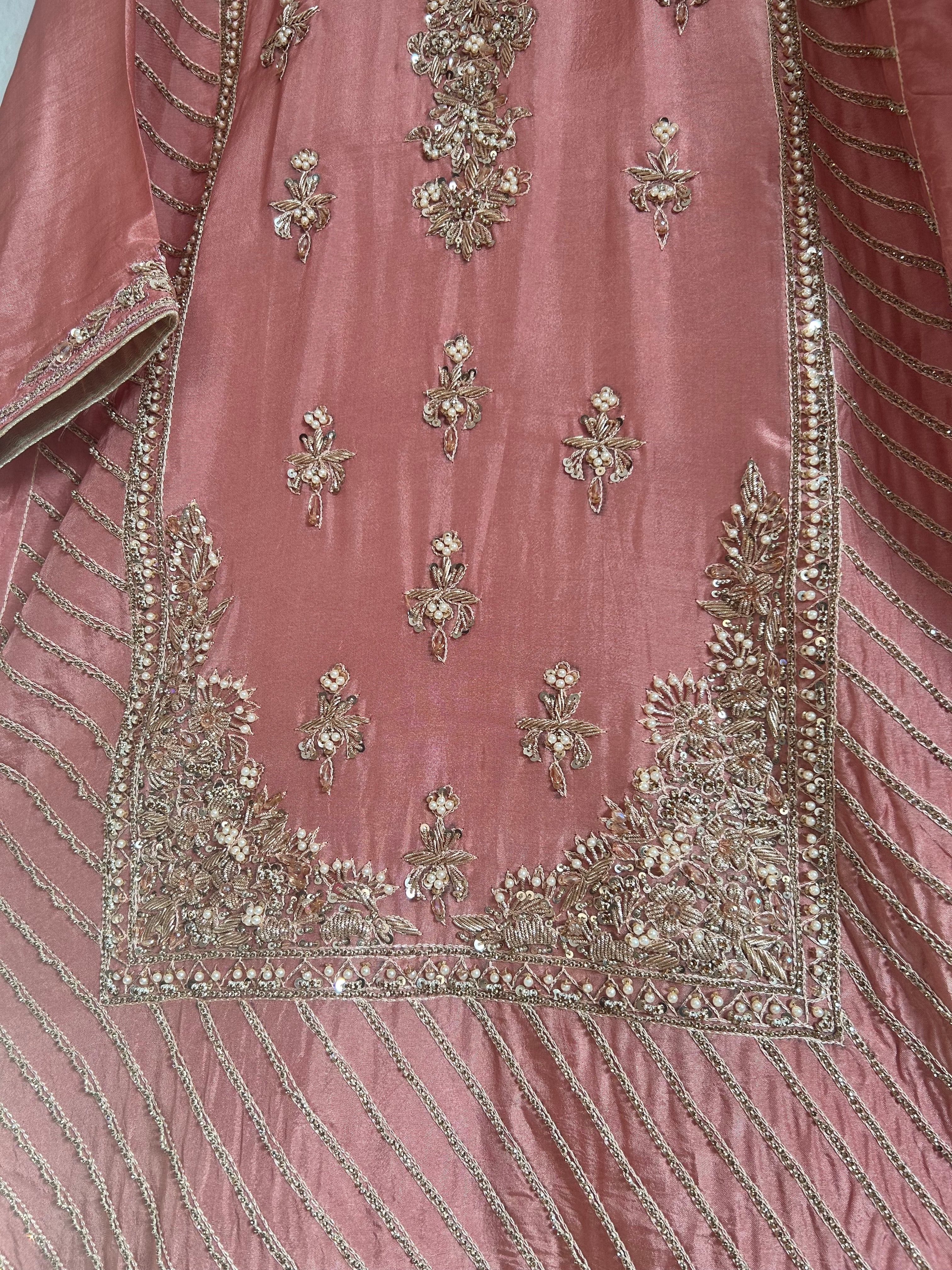 3 Piece Tassel Silk T-Pink