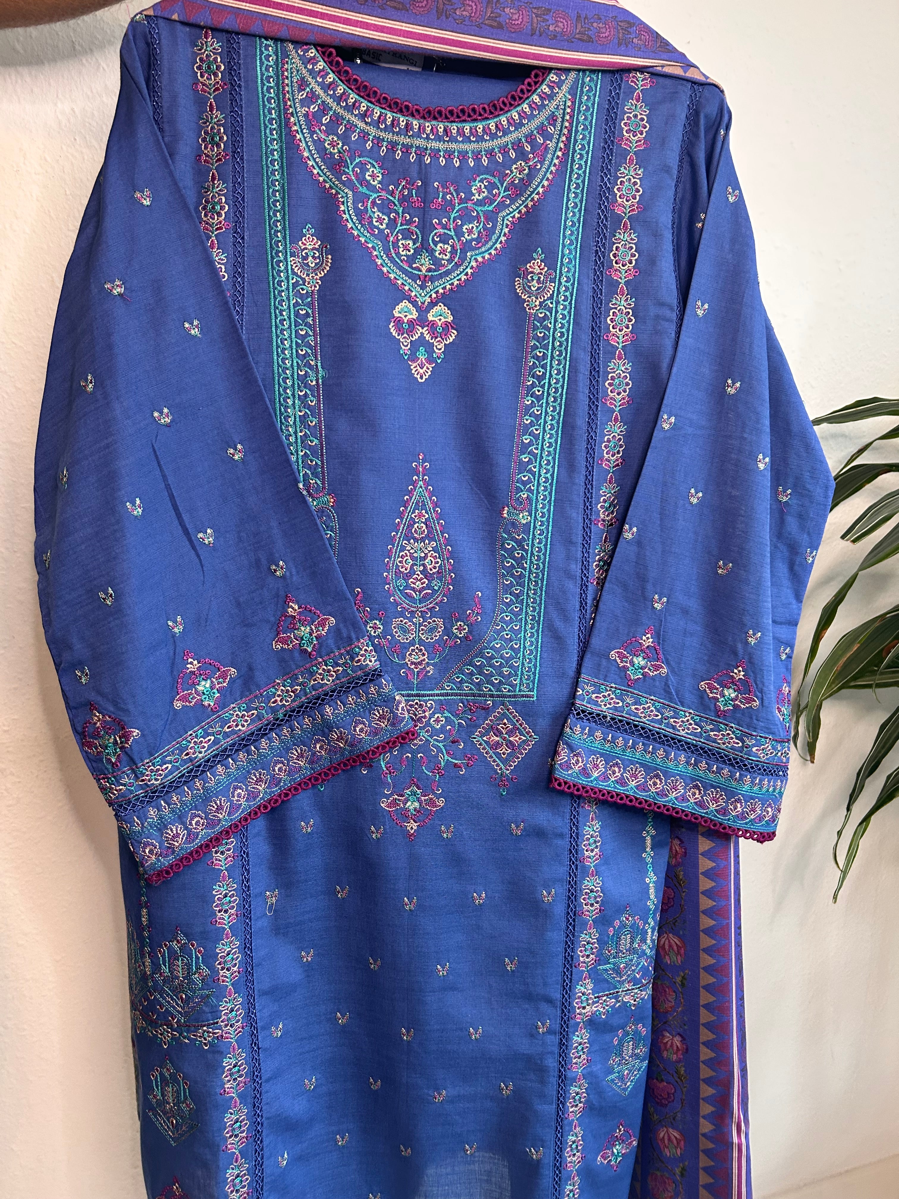 3 Piece khaddar Ink blue