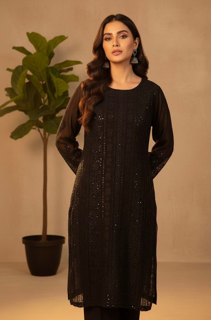 3 Piece chiffon Black