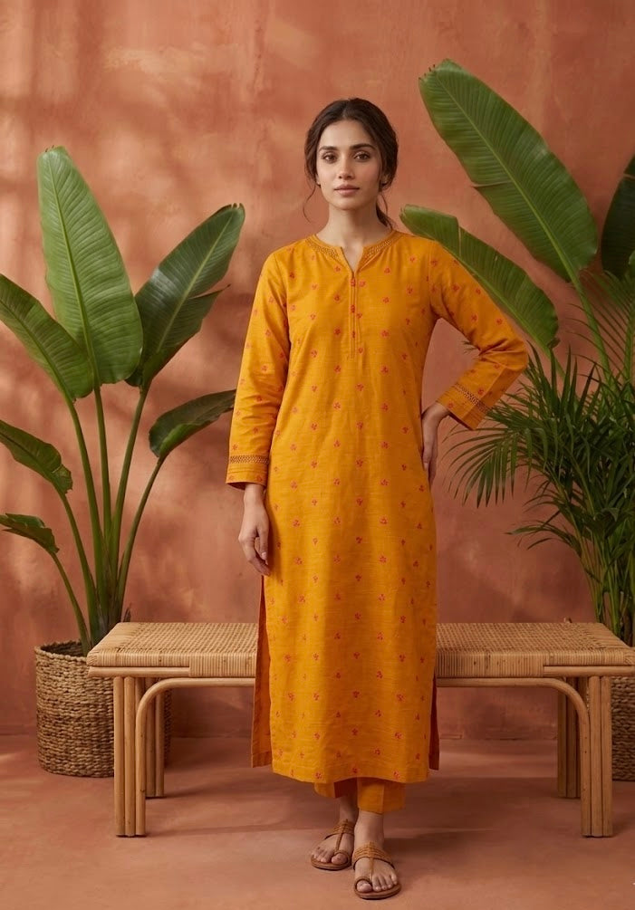 2 Piece khaddar Mustard