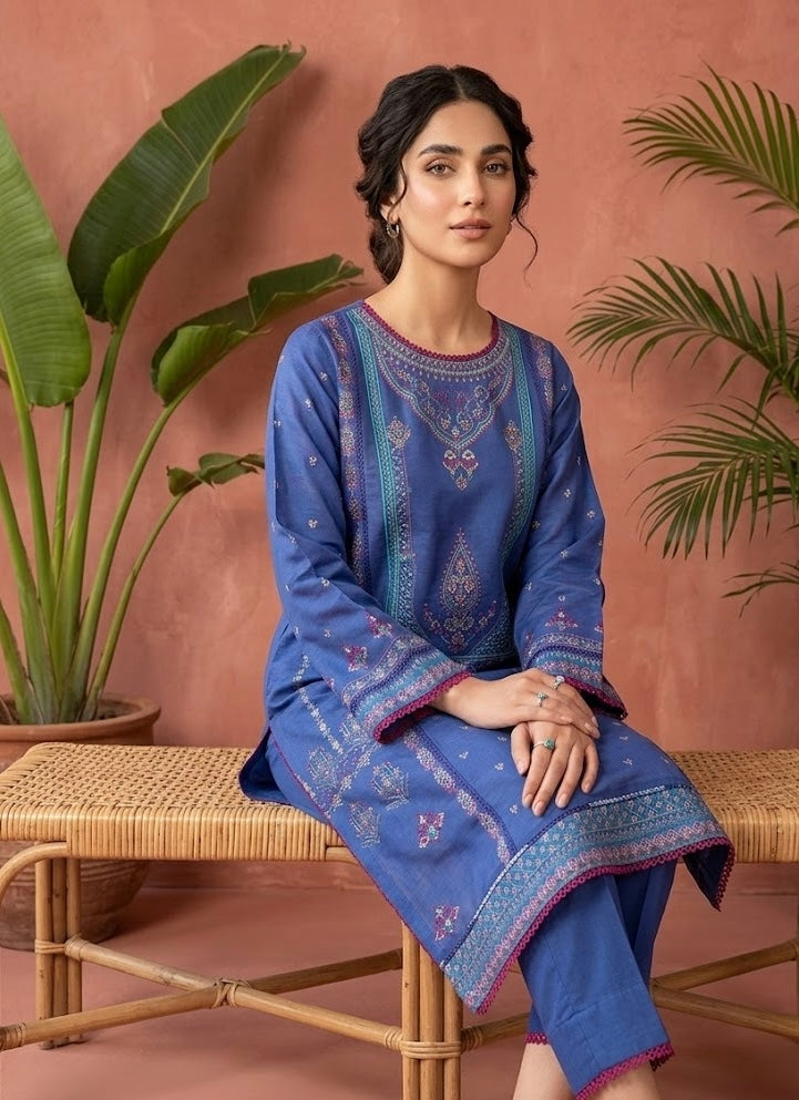 3 Piece khaddar Ink blue