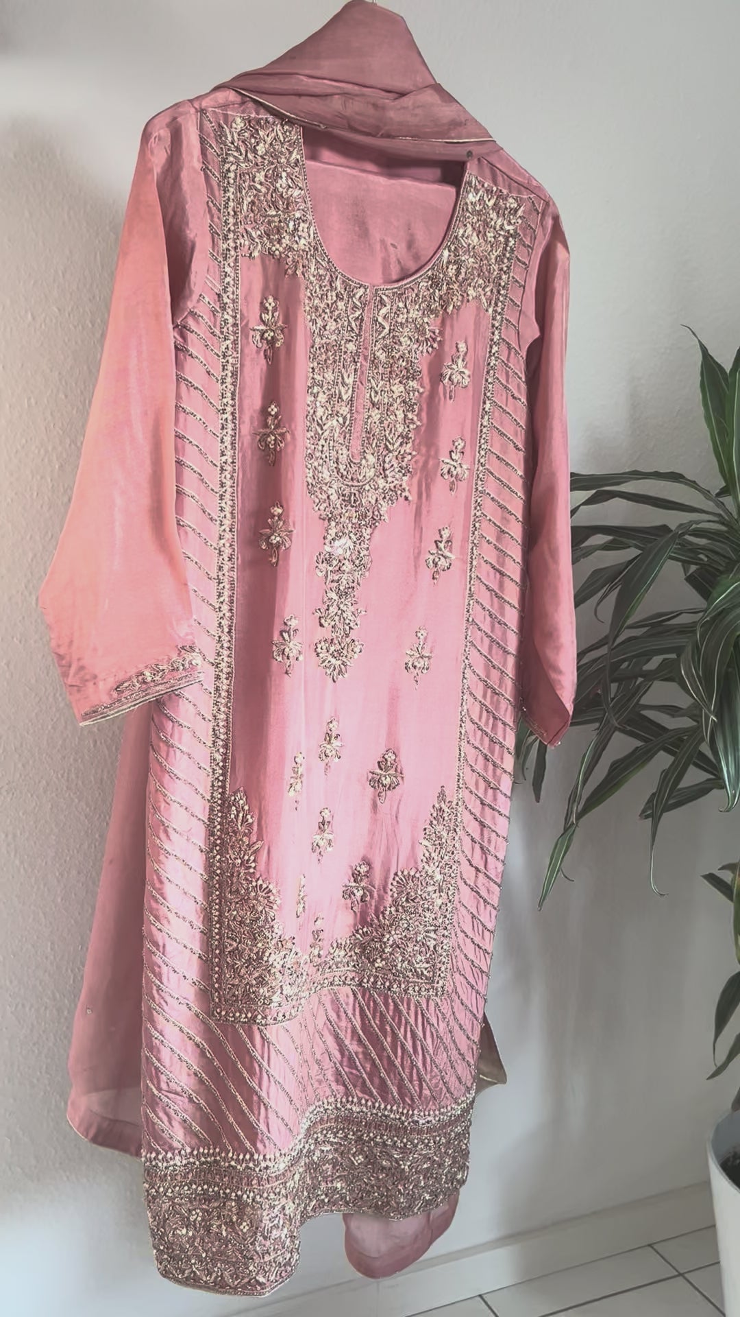 3 Piece Tassel Silk T-Pink